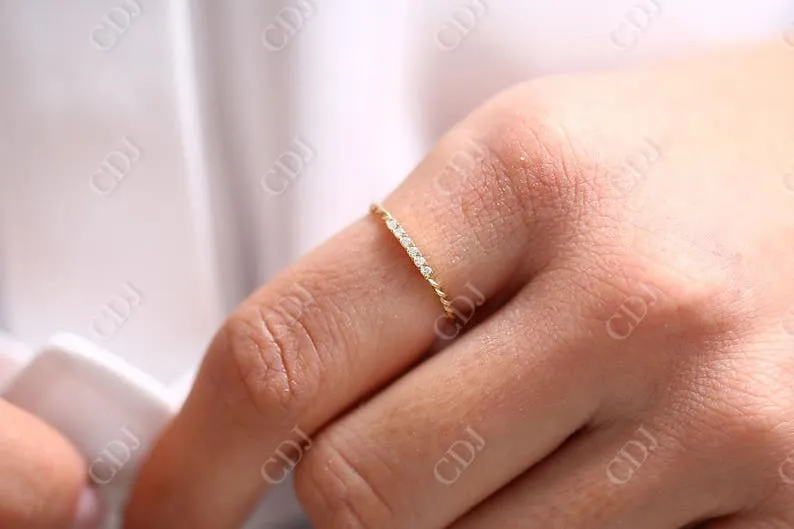 0.05CTW Natural Diamond 14K Gold Infinity Twisted Wedding Band