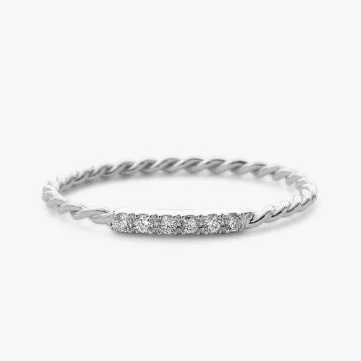 0.05CTW Natural Diamond 14K Gold Infinity Twisted Wedding Band