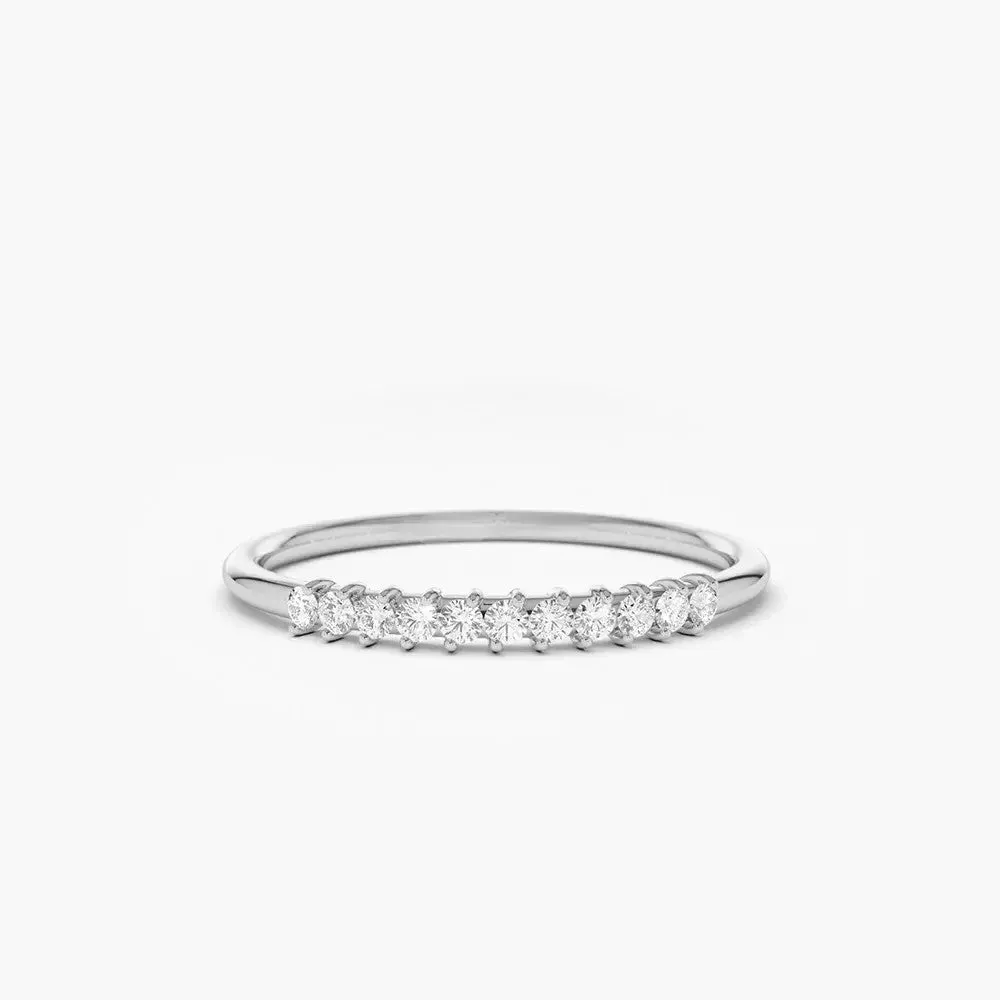 0.15CTW Round Cut  Prong Setting Diamond Wedding Band