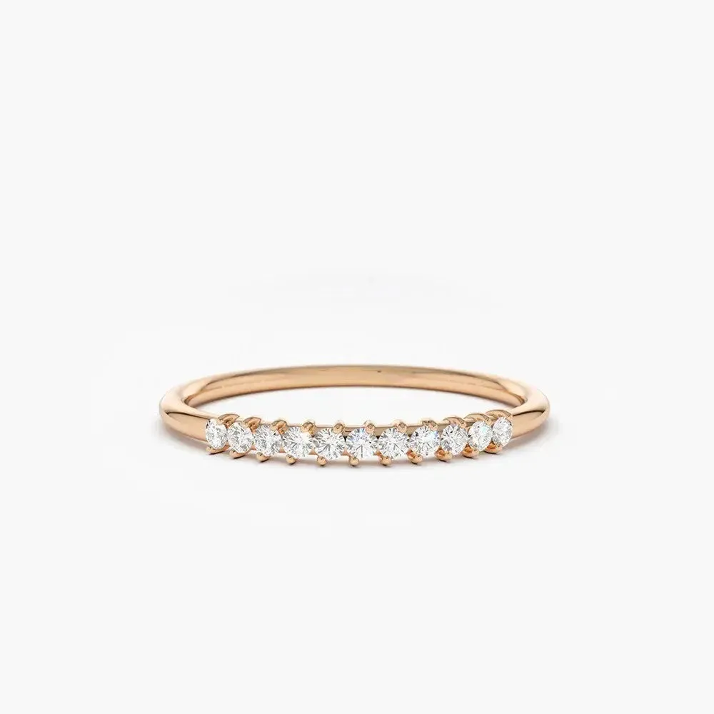 0.15CTW Round Cut  Prong Setting Diamond Wedding Band