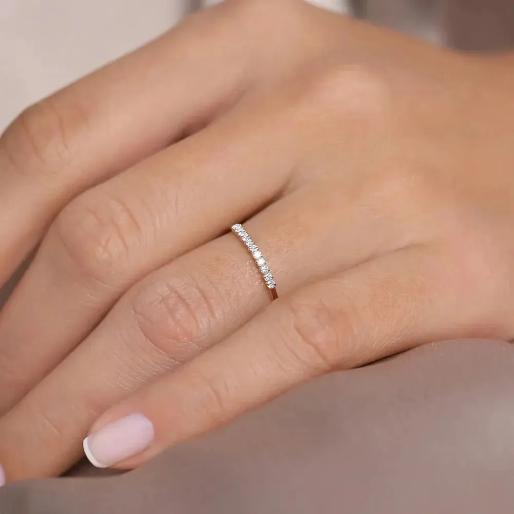 0.15CTW Round Cut  Prong Setting Diamond Wedding Band