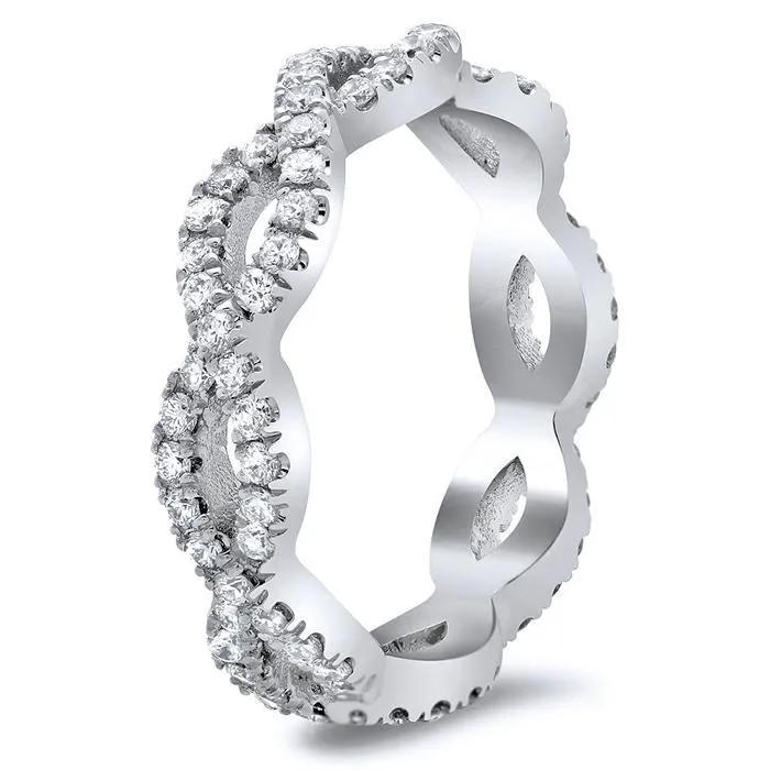 0.75 cttw Round Two Row Pave Set Diamond Eternity Ring