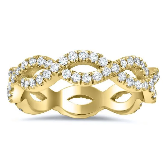 0.75 cttw Round Two Row Pave Set Diamond Eternity Ring