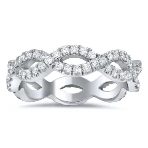 0.75 cttw Round Two Row Pave Set Diamond Eternity Ring