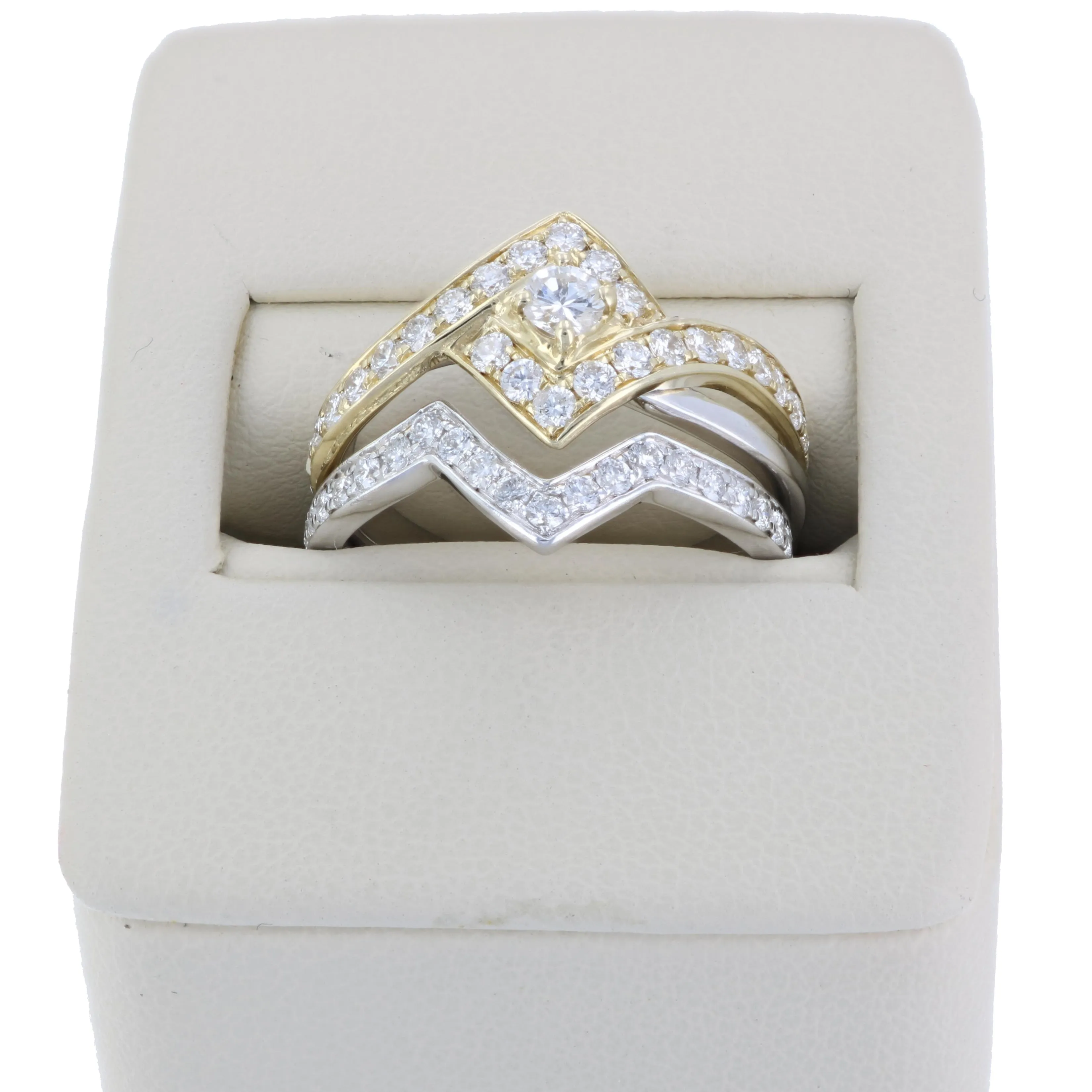 1 cttw Diamond Bridal Set in Tow Tone Gold