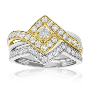1 cttw Diamond Bridal Set in Tow Tone Gold