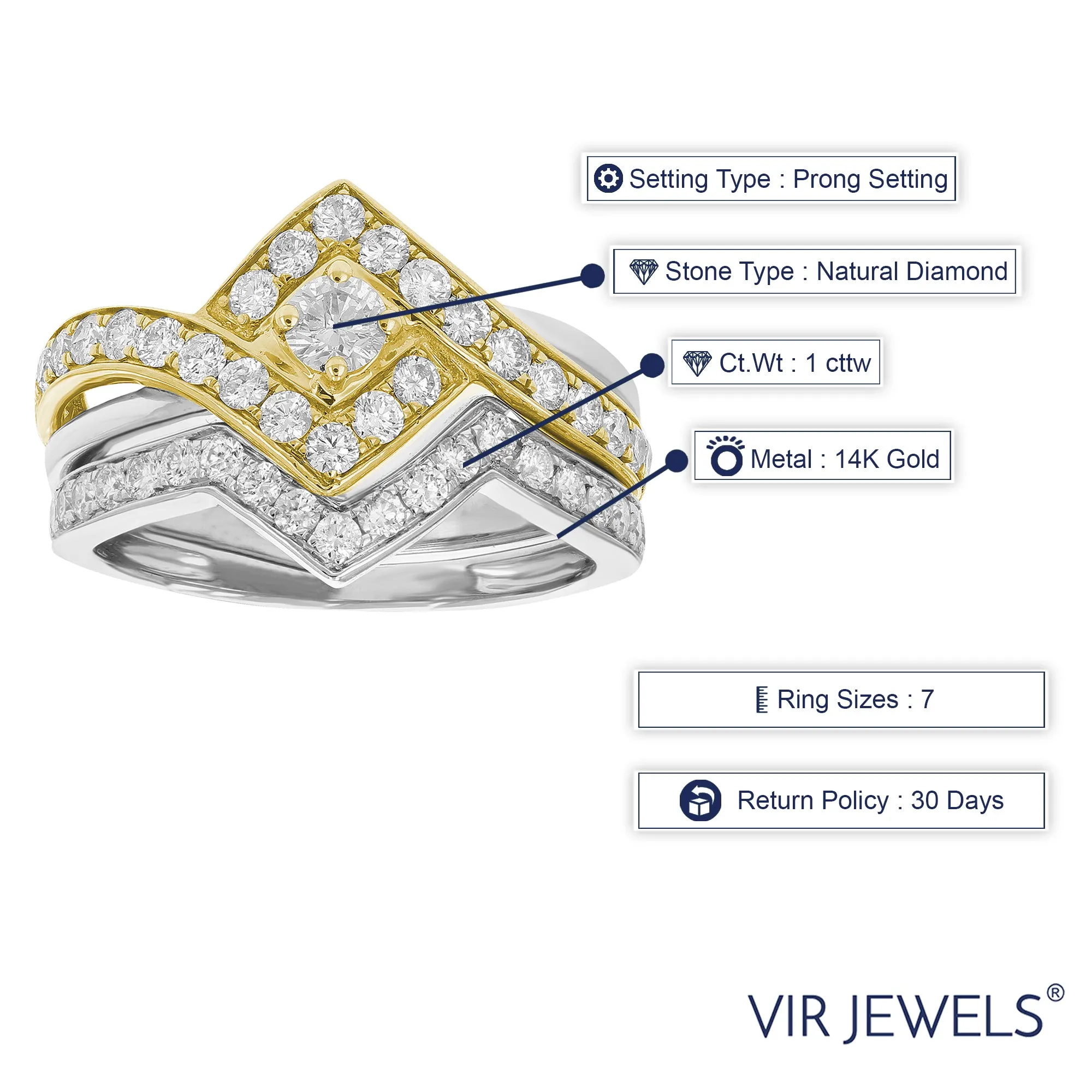1 cttw Diamond Bridal Set in Tow Tone Gold