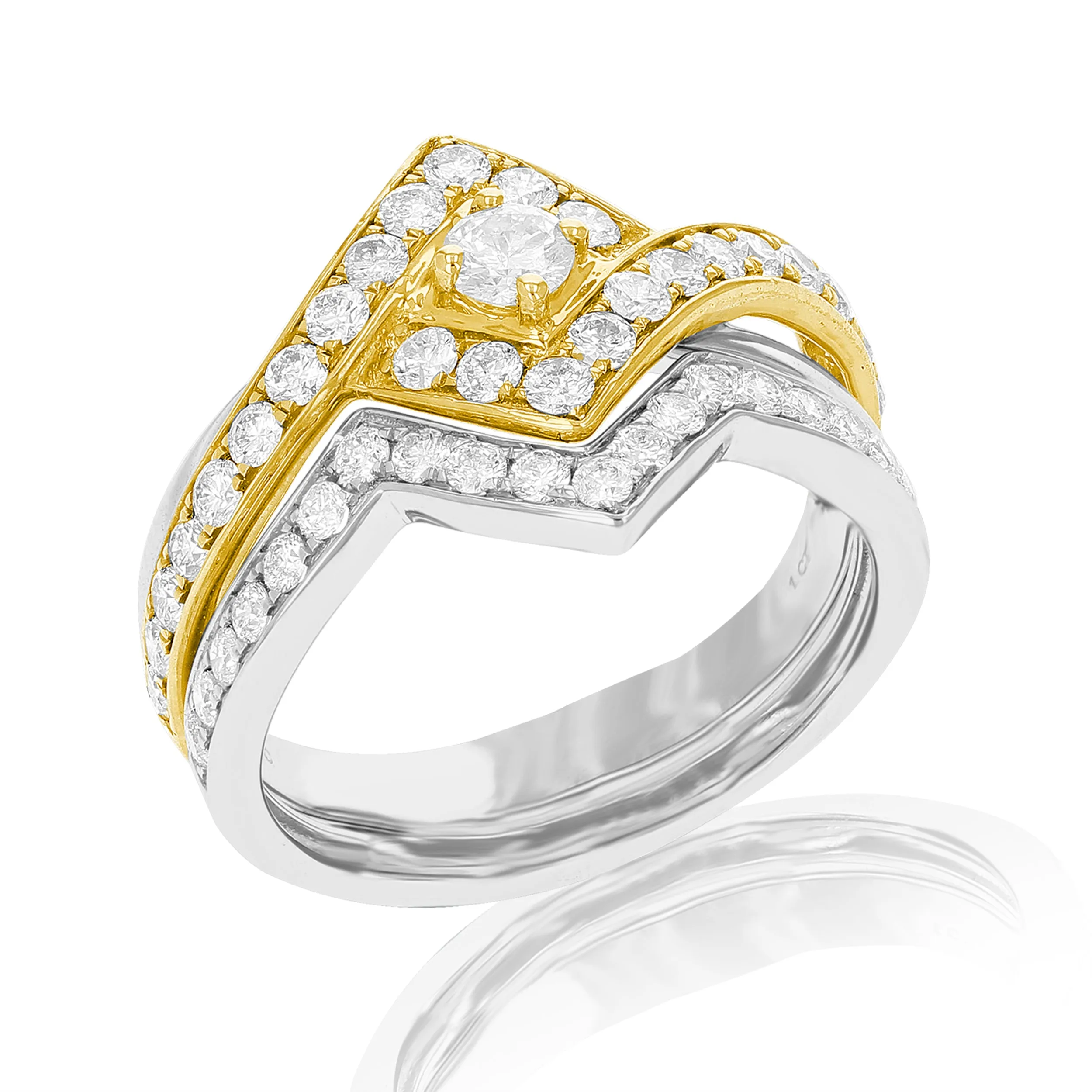1 cttw Diamond Bridal Set in Tow Tone Gold