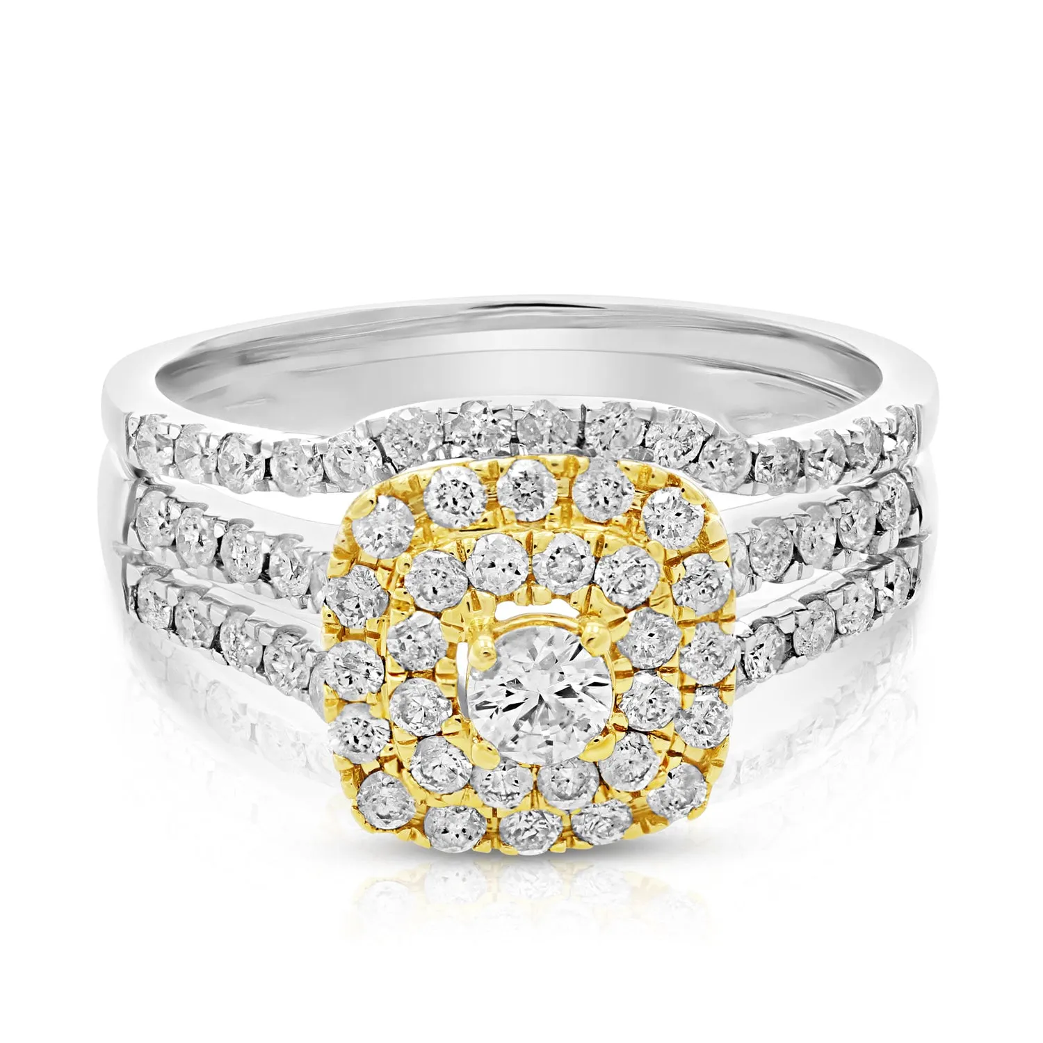 1 cttw Diamond Wedding Rings Set in 14k Tow Tone Gold
