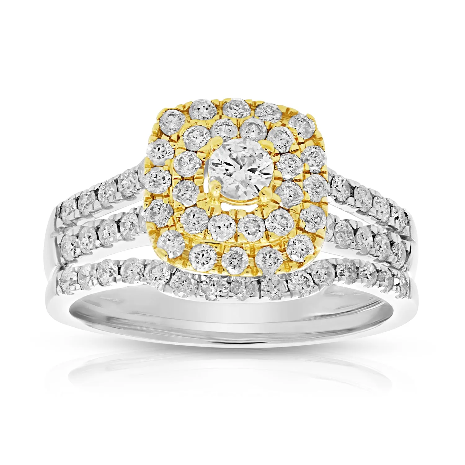 1 cttw Diamond Wedding Rings Set in 14k Tow Tone Gold
