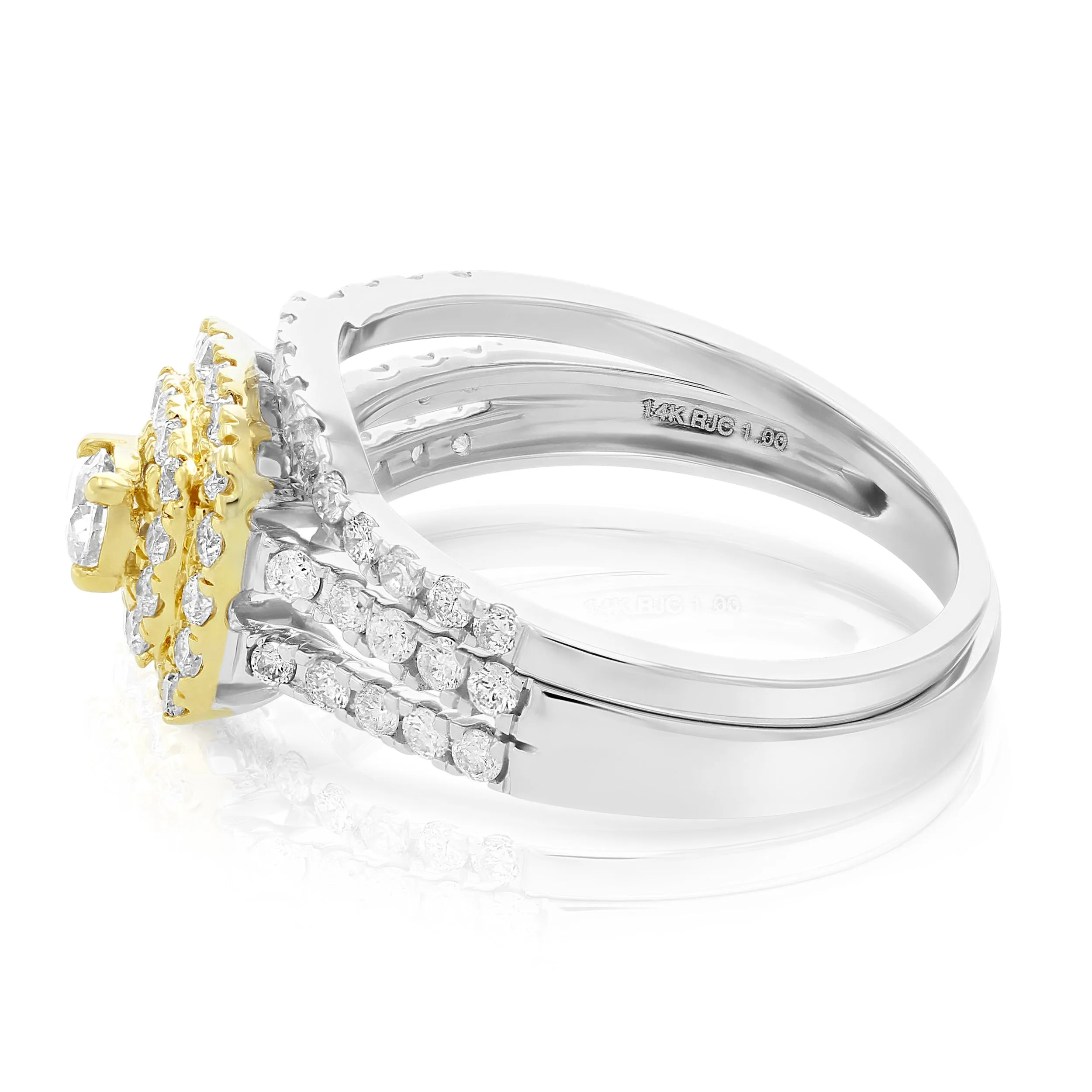 1 cttw Diamond Wedding Rings Set in 14k Tow Tone Gold