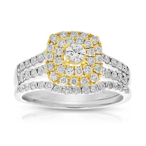 1 cttw Diamond Wedding Rings Set in 14k Tow Tone Gold