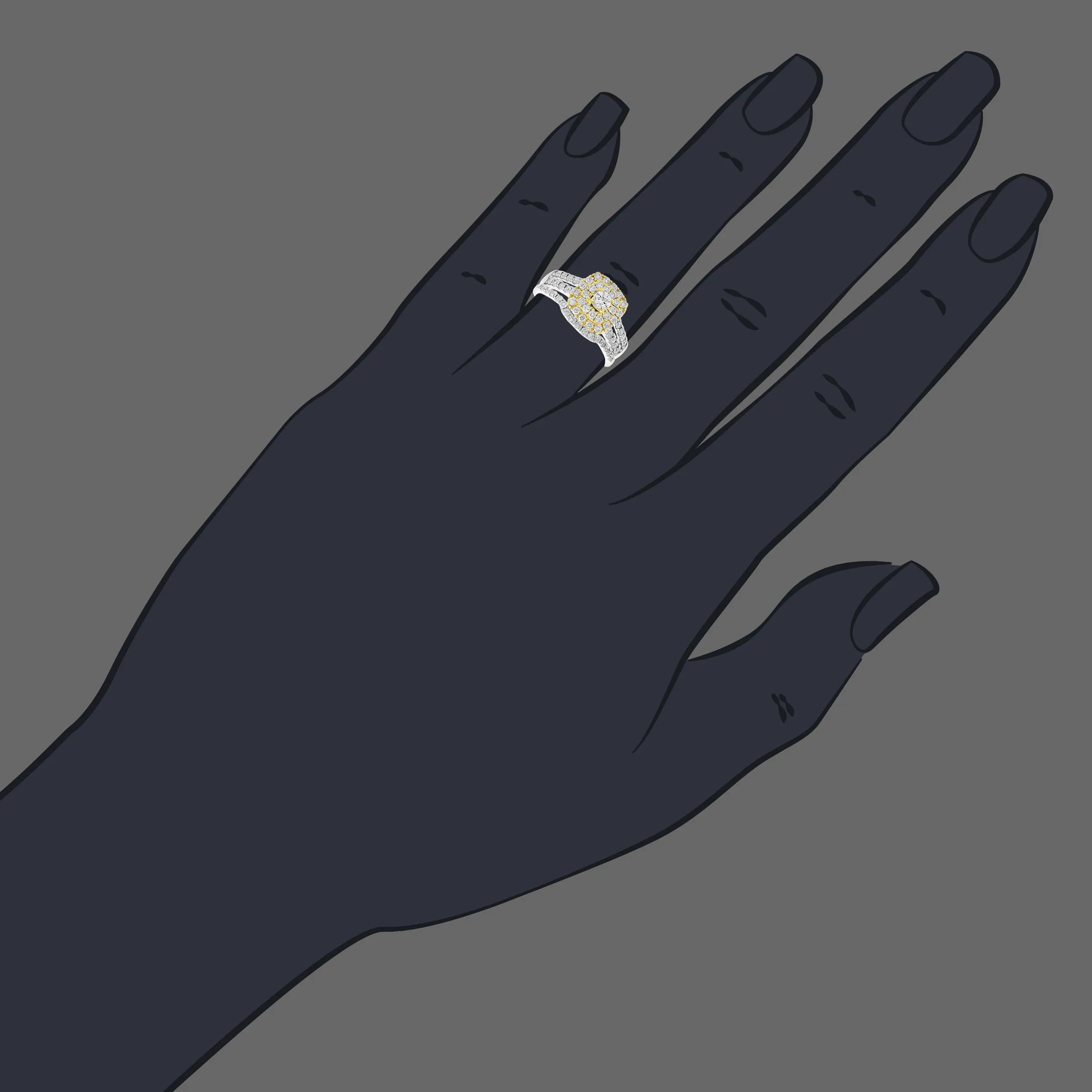 1 cttw Diamond Wedding Rings Set in 14k Tow Tone Gold