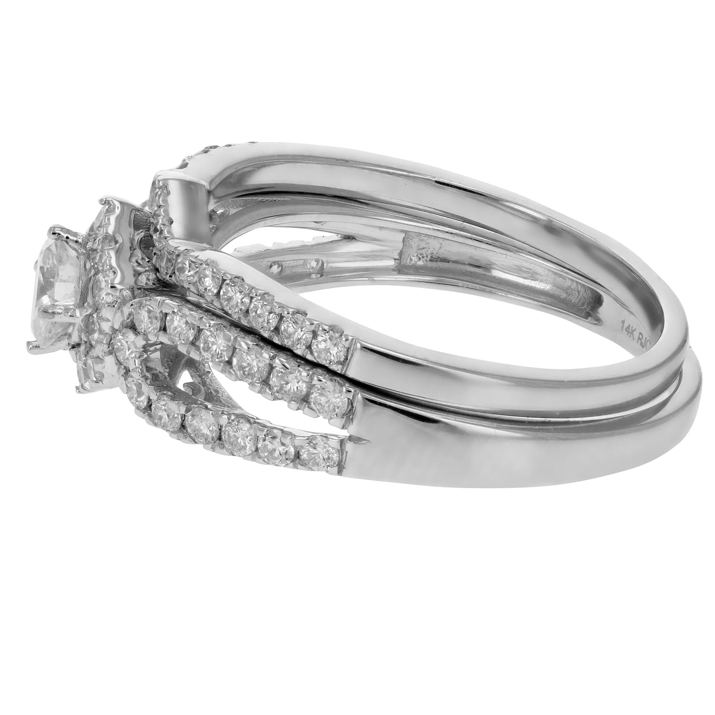 1 cttw Halo Hexagon Bridal Set in White Gold