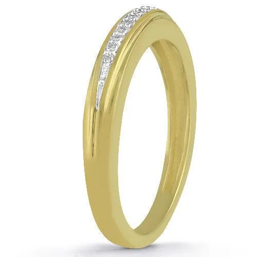 10K Yellow Solid Gold Diamond Wedding Ring Band Set 0.40 Ctw