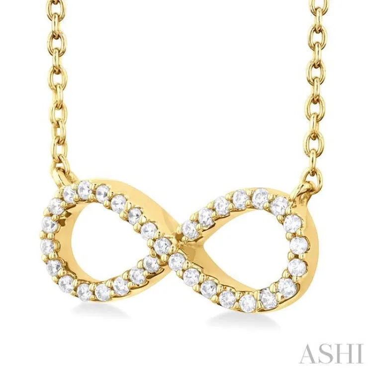 1/10 Ctw Round Cut Diamond Infinity Pendant in 14K Yellow Gold