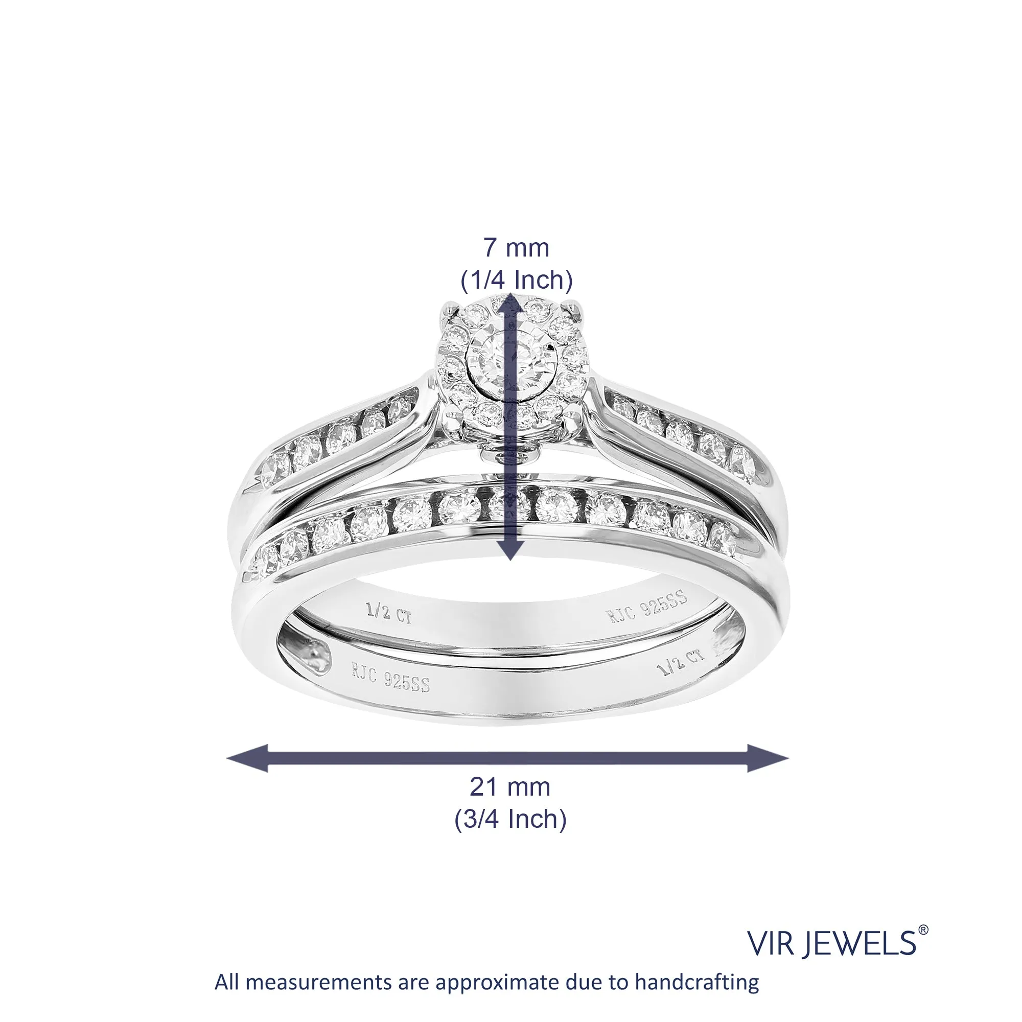 1/2 cttw Lab Grown Diamond Bridal Ring Set in Sterling Silver