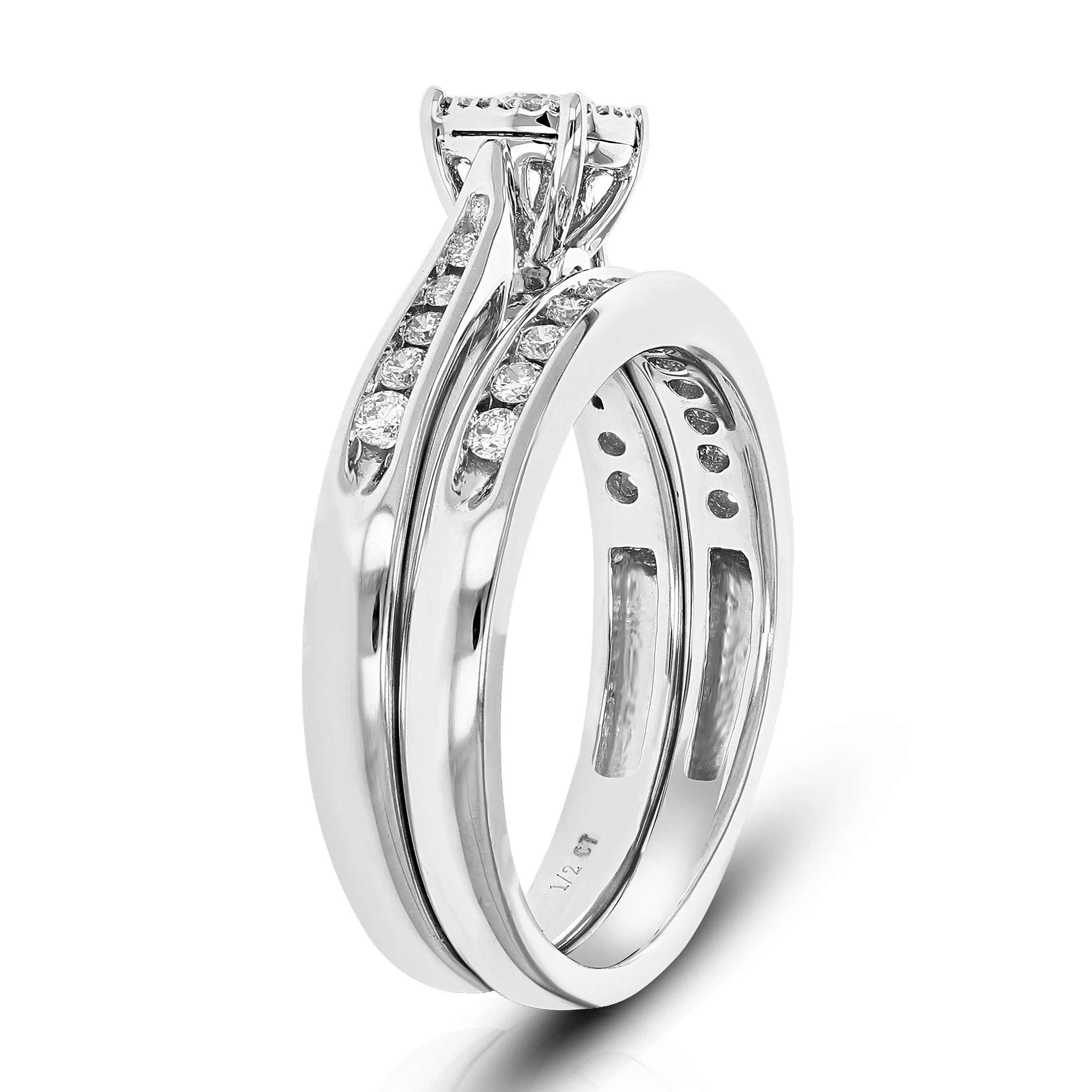 1/2 cttw Lab Grown Diamond Bridal Ring Set in Sterling Silver