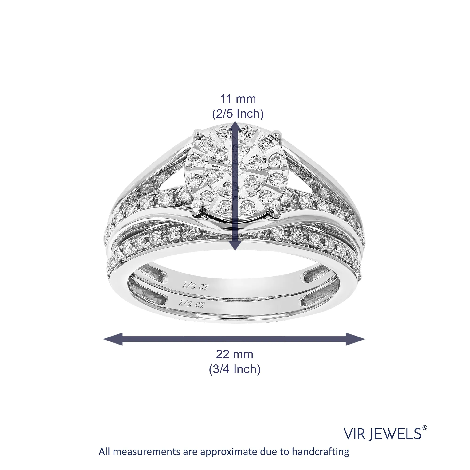 1/2 cttw Lab Grown Diamond Cluster Bridal Set in Sterling Silver