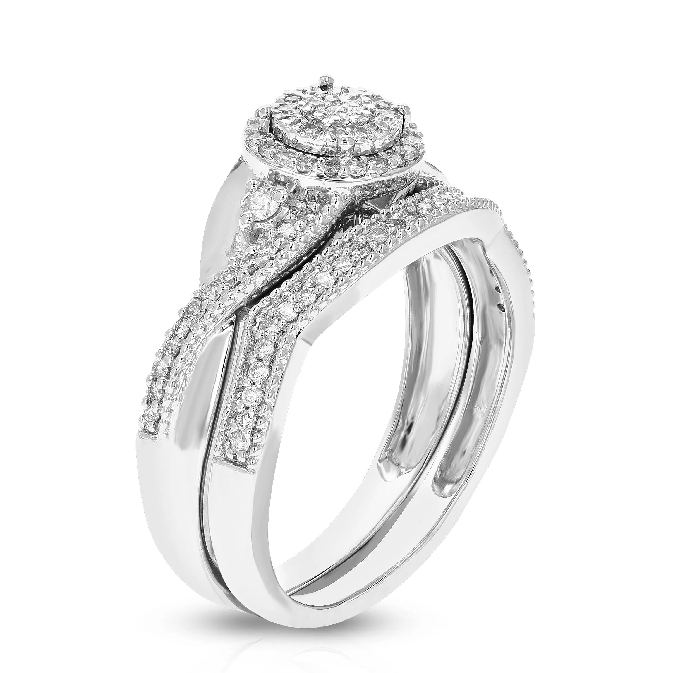 1/3 cttw Lab Grown Diamond Vintage Bridal Ring Set in Silver