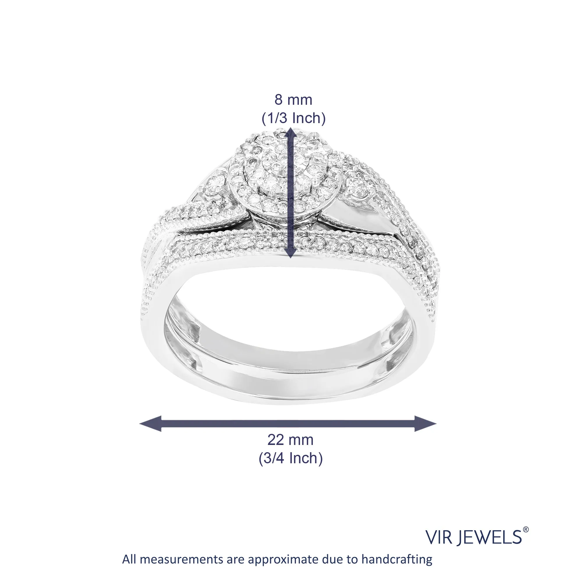1/3 cttw Lab Grown Diamond Vintage Bridal Ring Set in Silver