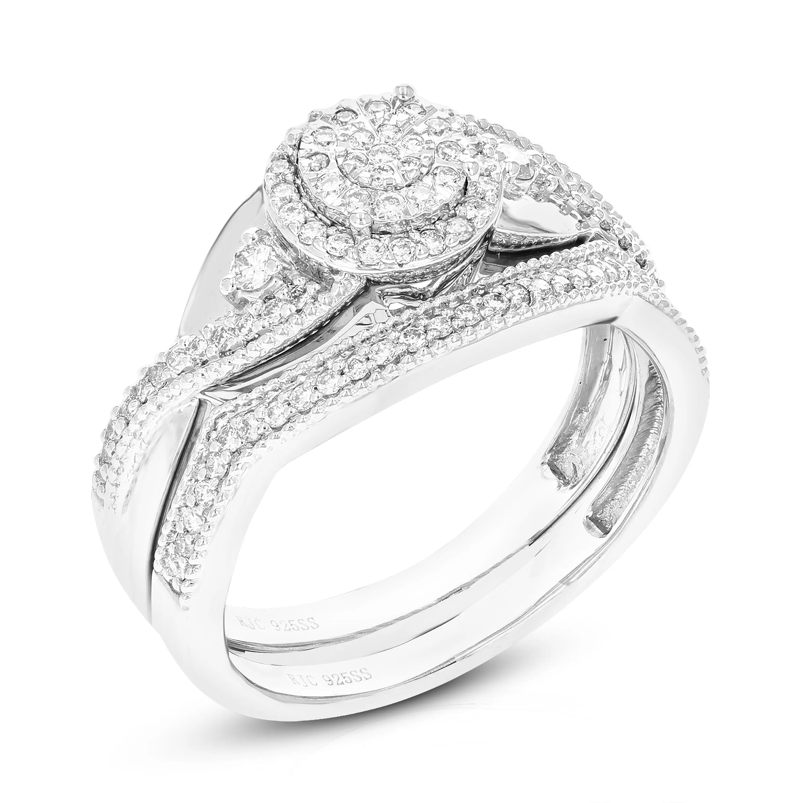 1/3 cttw Lab Grown Diamond Vintage Bridal Ring Set in Silver