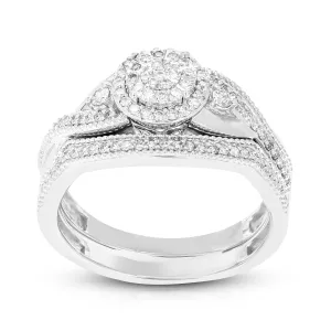 1/3 cttw Lab Grown Diamond Vintage Bridal Ring Set in Silver