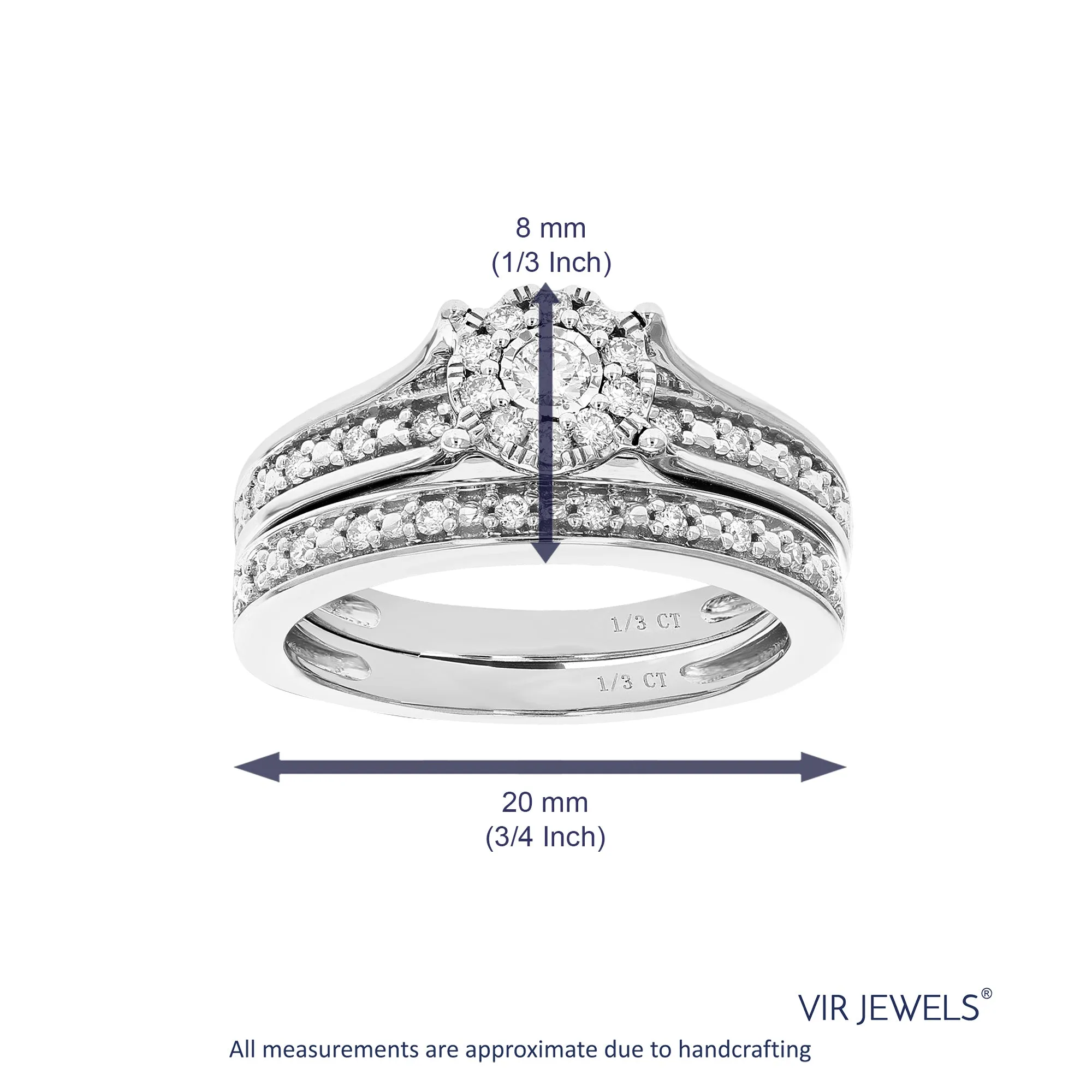 1/3 cttw Lab Grown Diamond Wedding Bridal Set in Sterling Silver