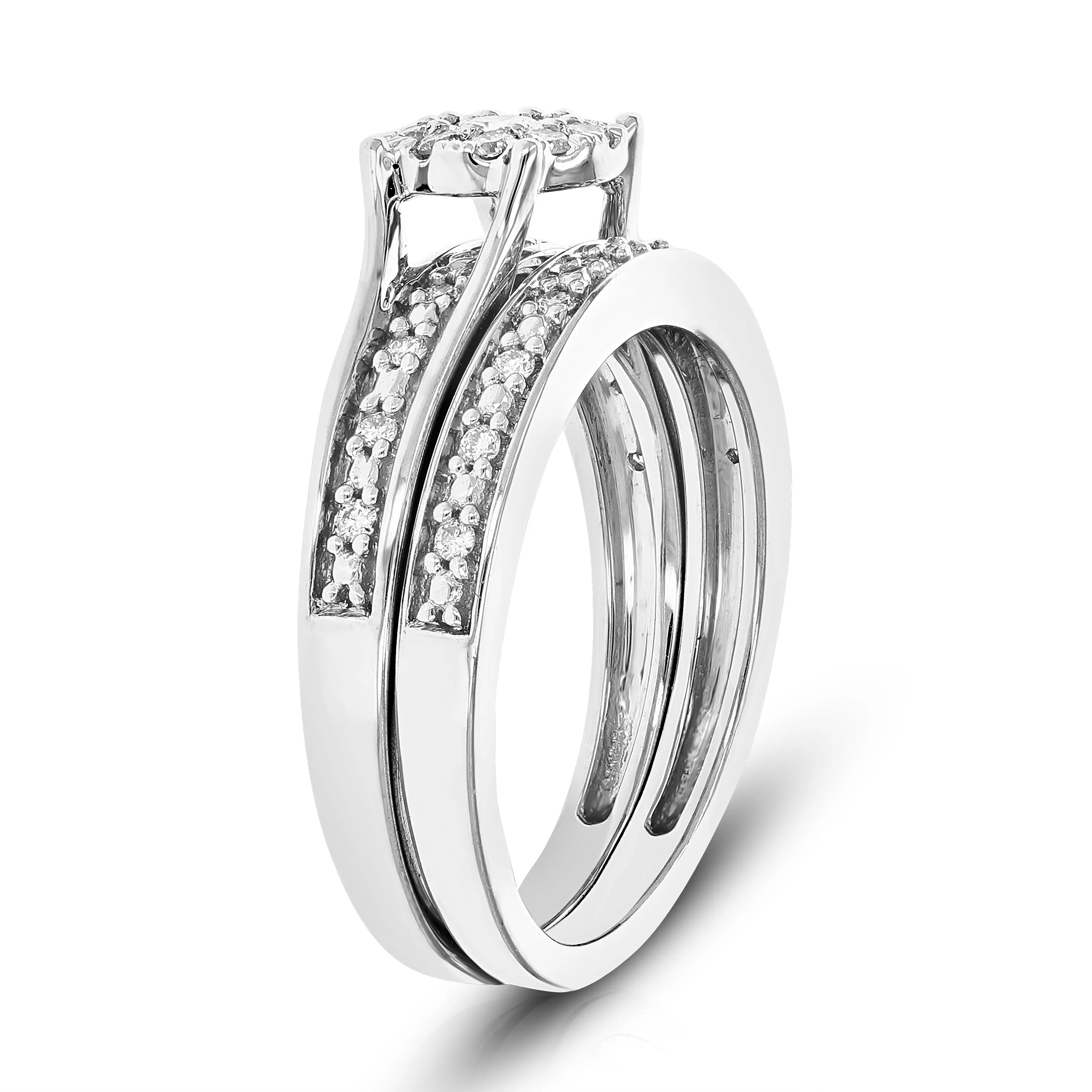 1/3 cttw Lab Grown Diamond Wedding Bridal Set in Sterling Silver