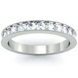 1.30 cttw Single Row Pave Set Milgrain Diamond Eternity Band