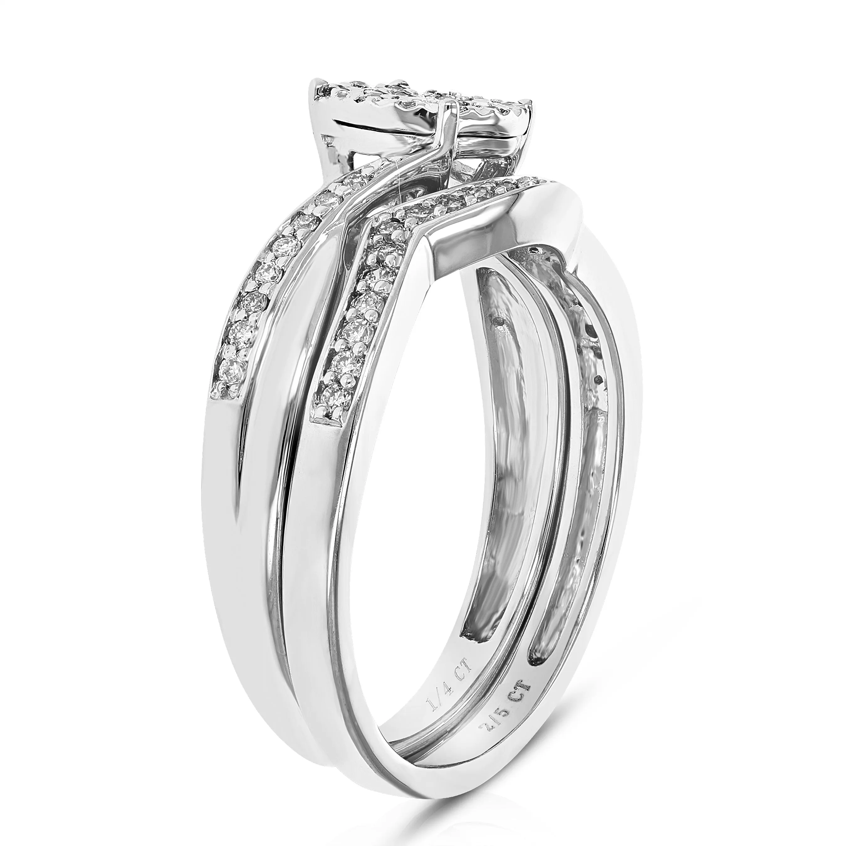 1/4 cttw Lab Grown Diamond Bridal Ring Set in Sterling Silver
