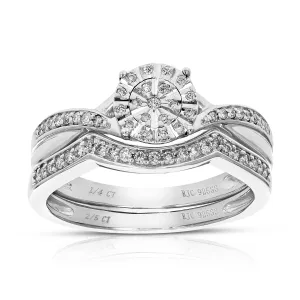 1/4 cttw Lab Grown Diamond Bridal Ring Set in Sterling Silver