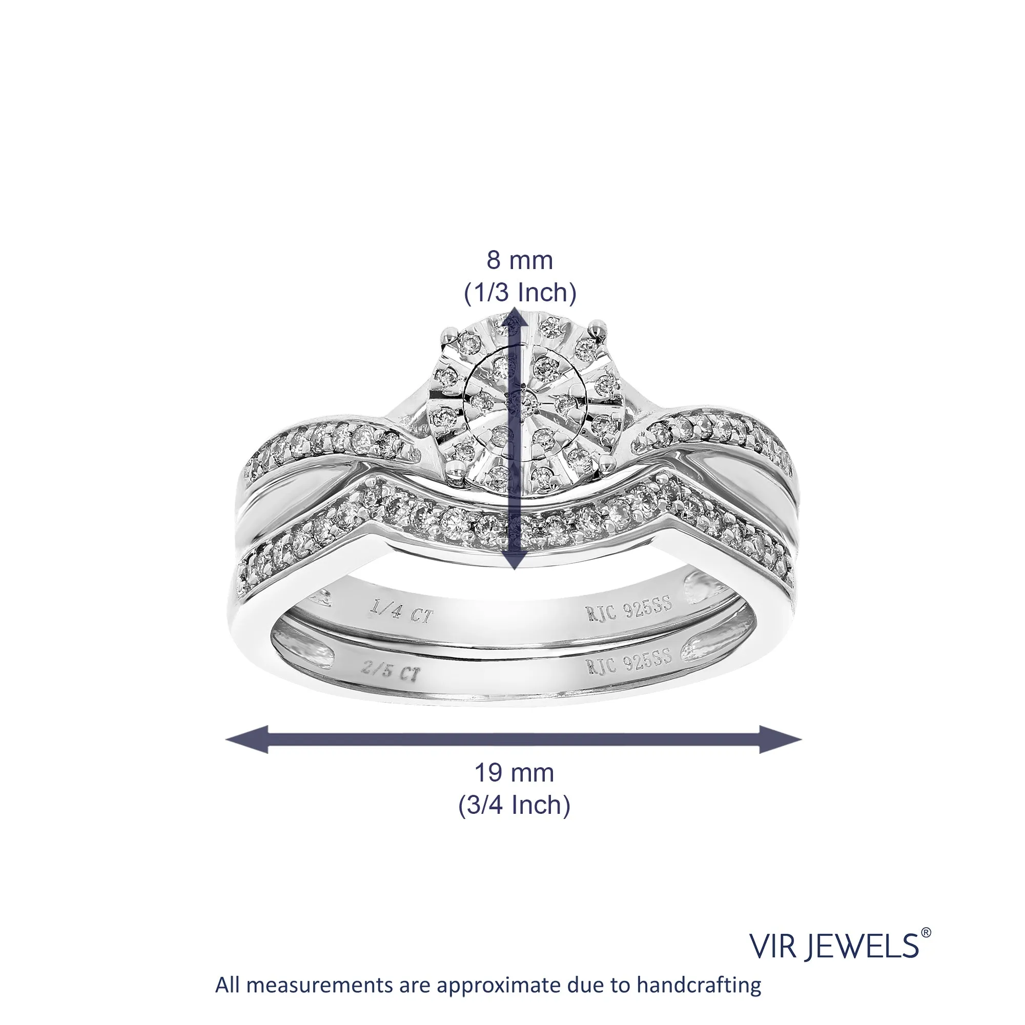 1/4 cttw Lab Grown Diamond Bridal Ring Set in Sterling Silver
