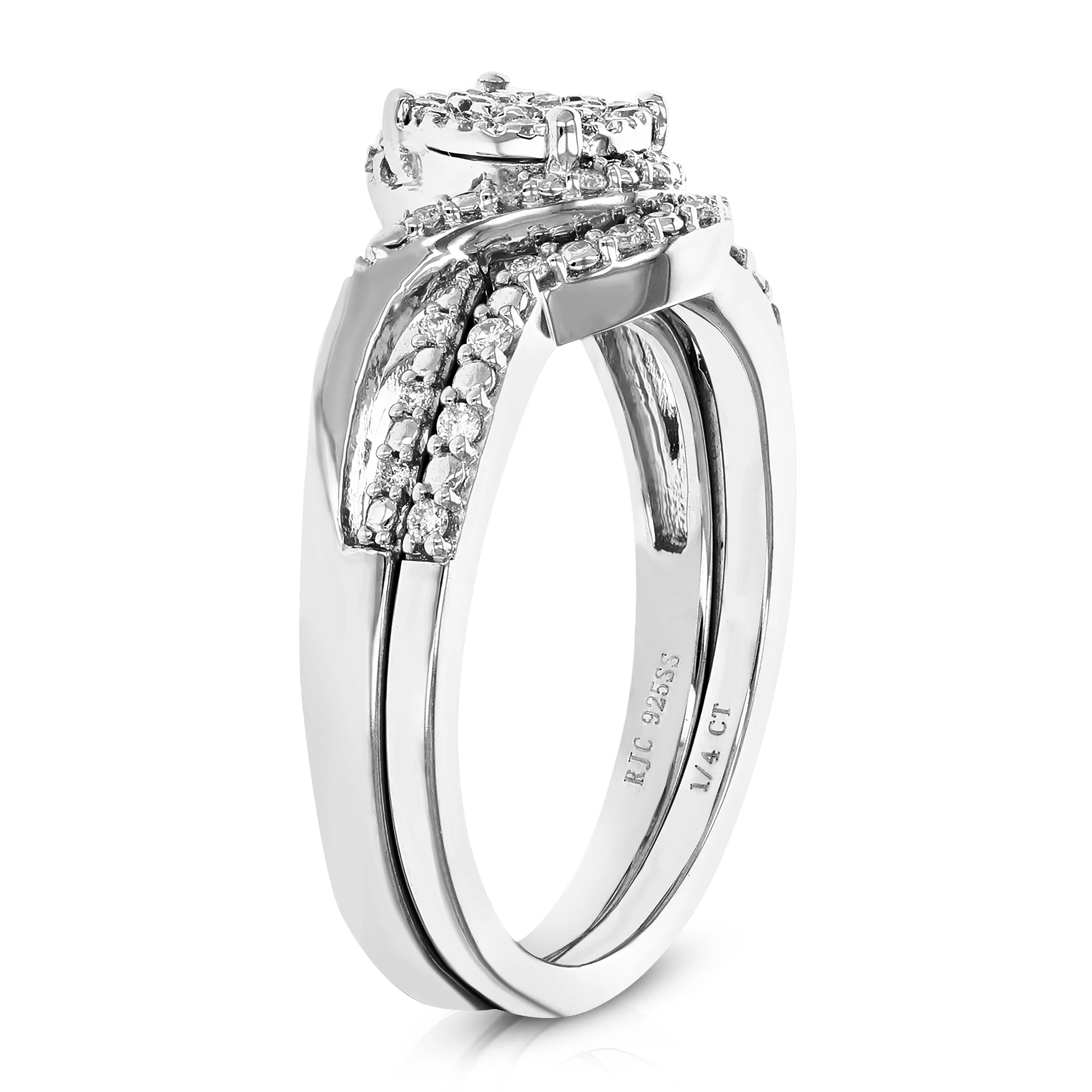 1/4 cttw Lab Grown Diamond Infinity Halo Bridal Ring Set Silver