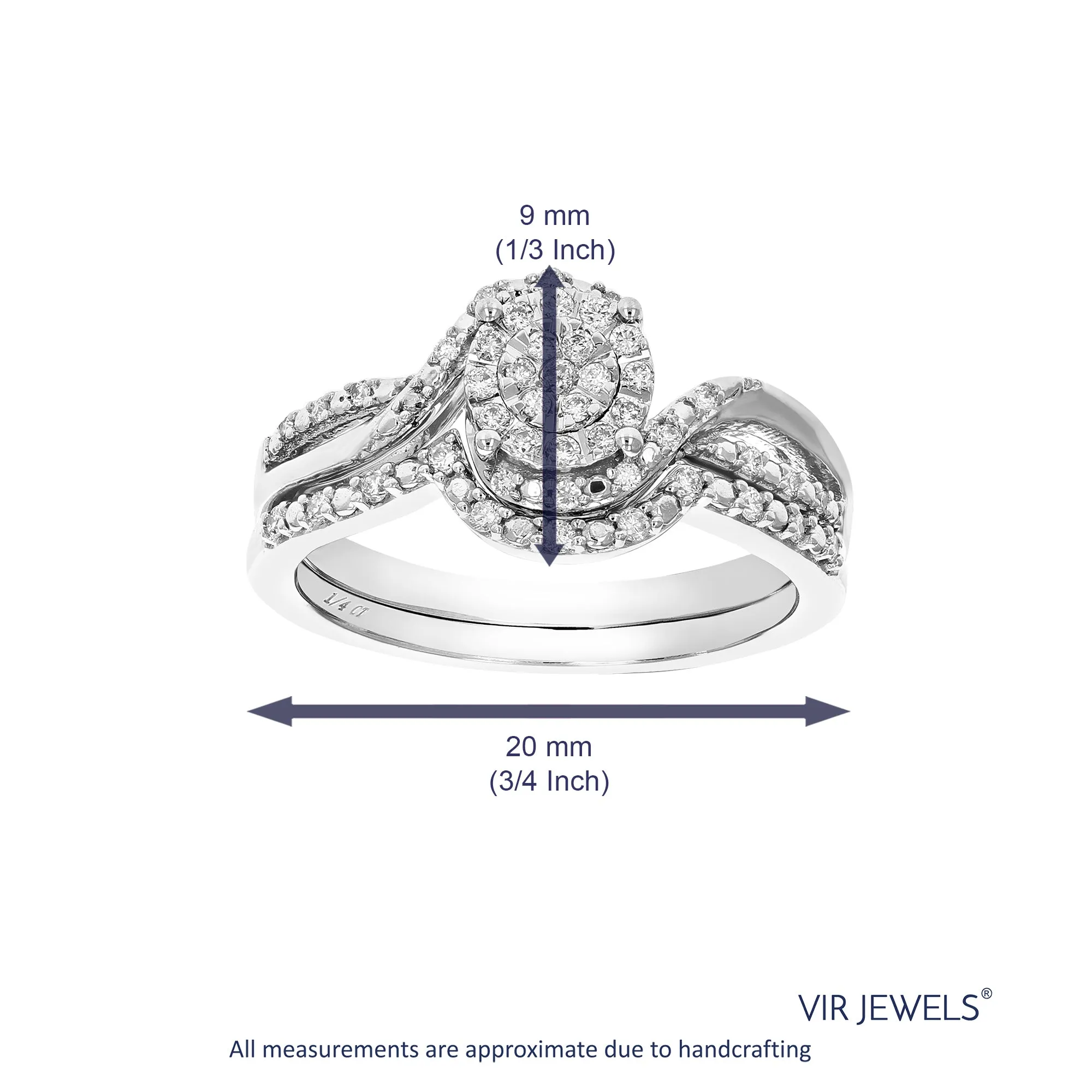 1/4 cttw Lab Grown Diamond Infinity Halo Bridal Ring Set Silver