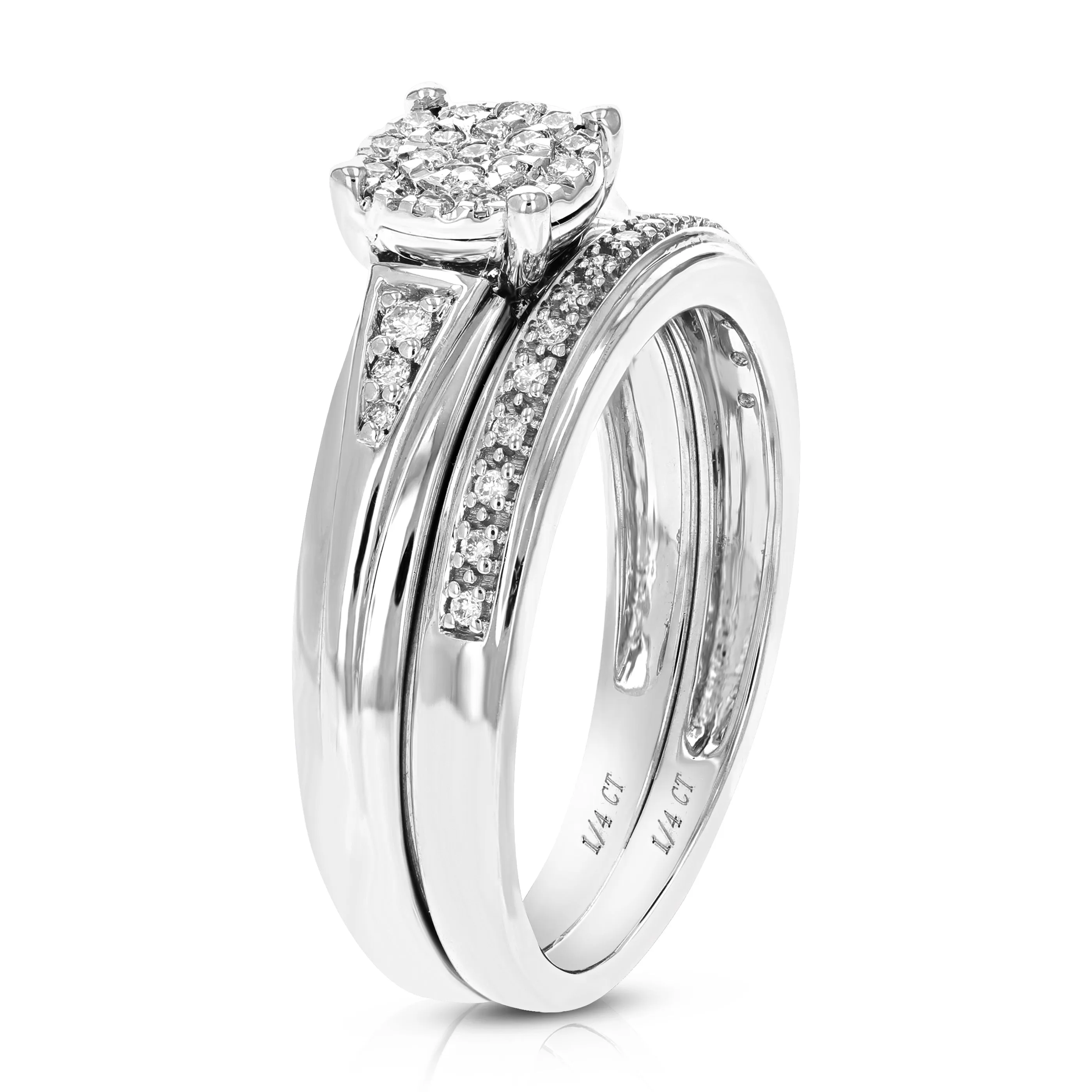 1/4 cttw Lab Grown Diamond Wedding Bridal Ring Set in Silver
