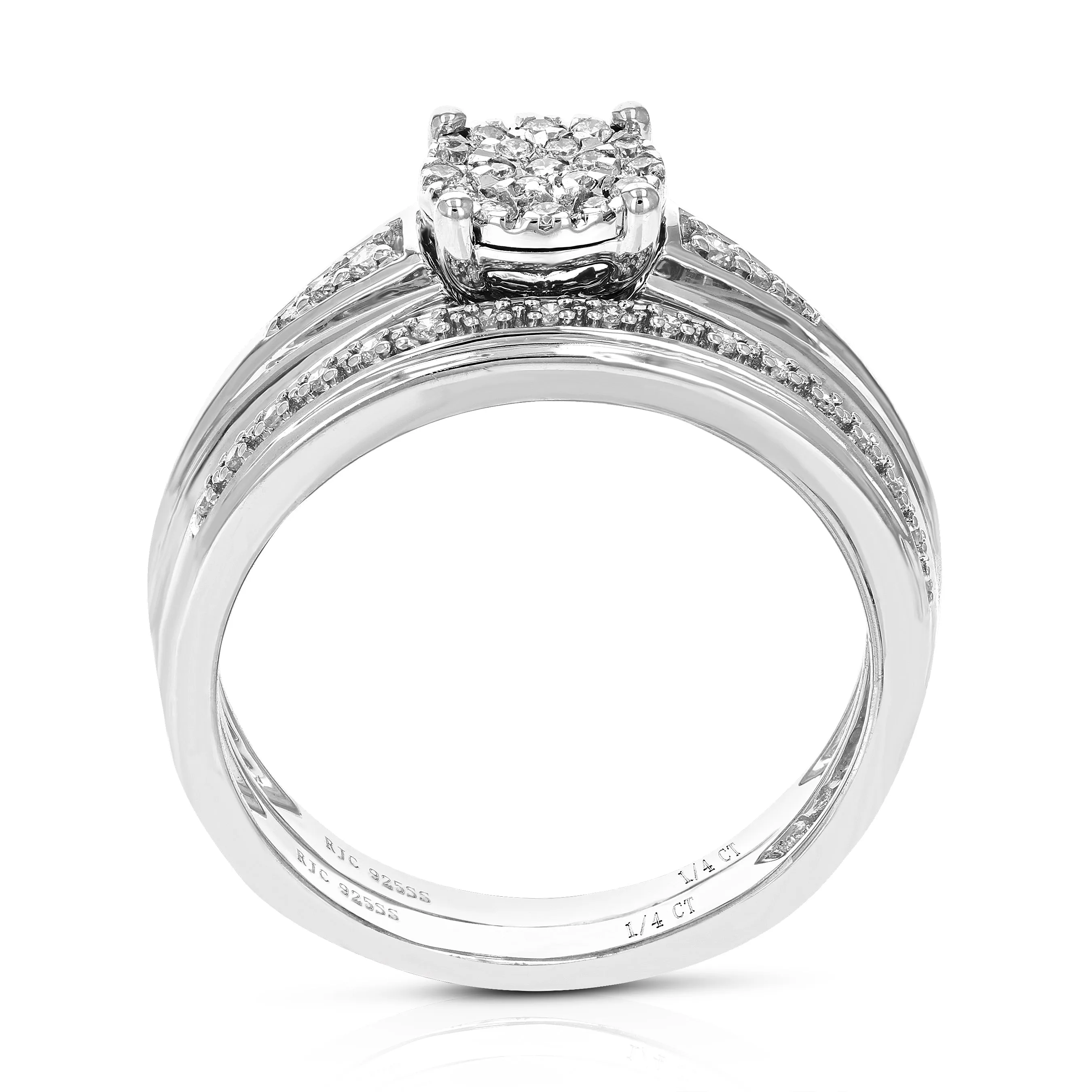 1/4 cttw Lab Grown Diamond Wedding Bridal Ring Set in Silver
