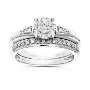 1/4 cttw Lab Grown Diamond Wedding Bridal Ring Set in Silver
