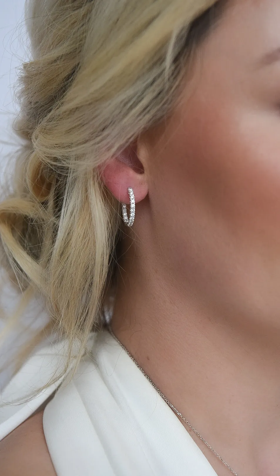 14ct White Gold 1ct Laboratory Grown Diamond Oval Hoop Earrings