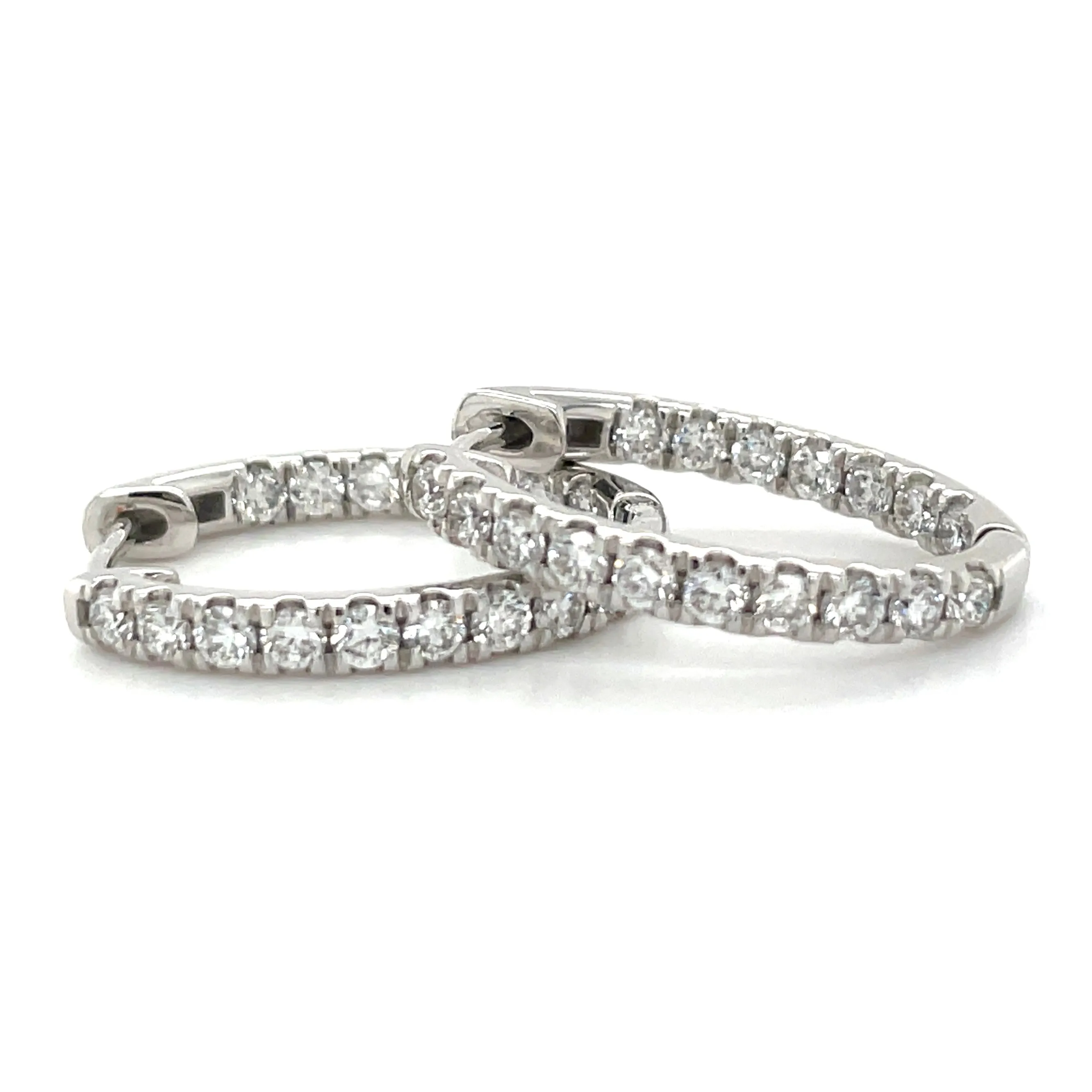 14ct White Gold 1ct Laboratory Grown Diamond Oval Hoop Earrings