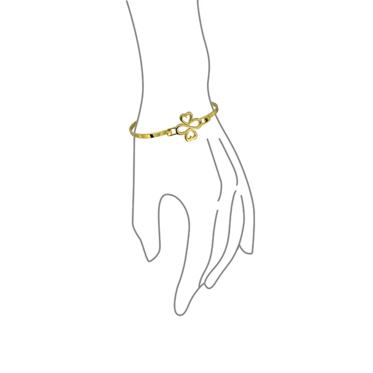 14k Gold Plated Sterling Silver Heart Infinity Bangle Bracelet - Love & Luck