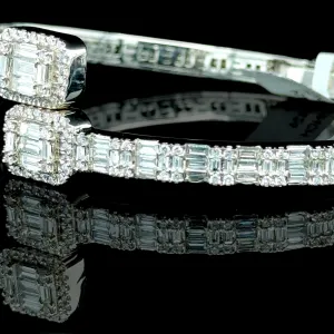14K White Gold Diamond Bangle (6.88ct, 8-inch)
