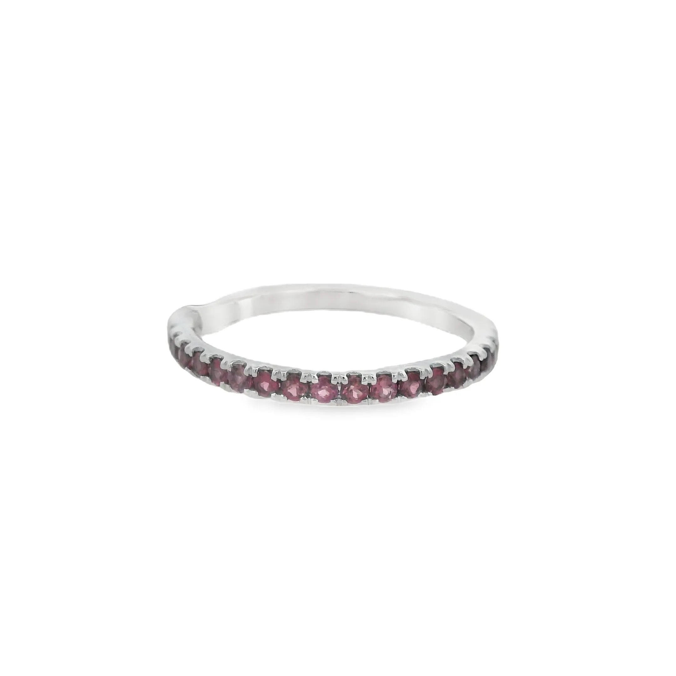 14K White Gold Pink Tourmaline Women's Wedding Band