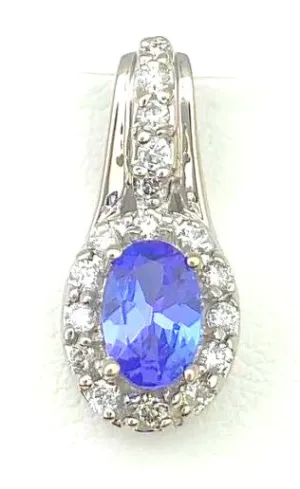14KW Oval Tanzanite & Diamond Pendant
