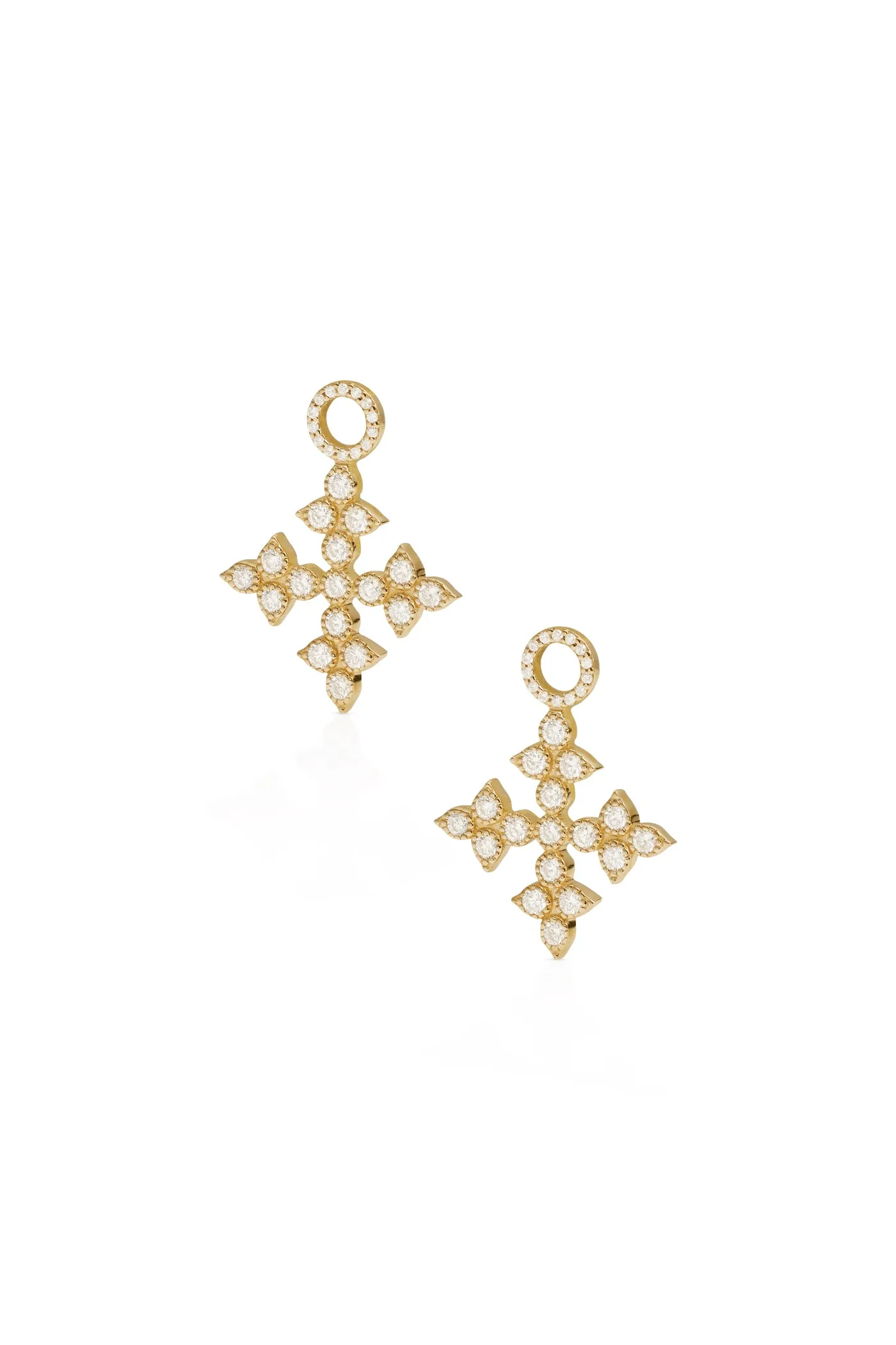 14KY Diamond Quad Cross Ear Charms