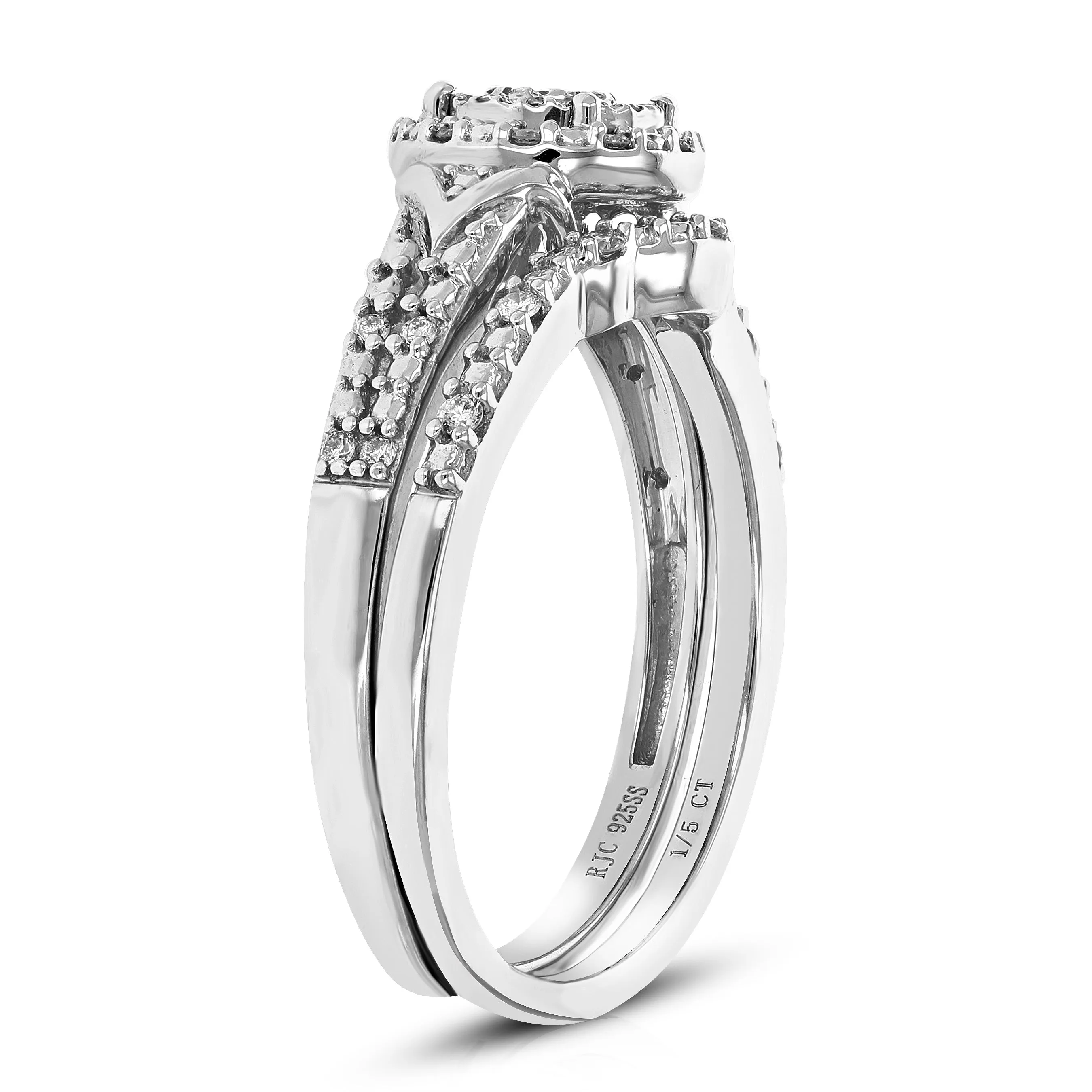 1/5 cttw Lab Grown Diamond Composite Bridal Ring Set in Sterling Silver
