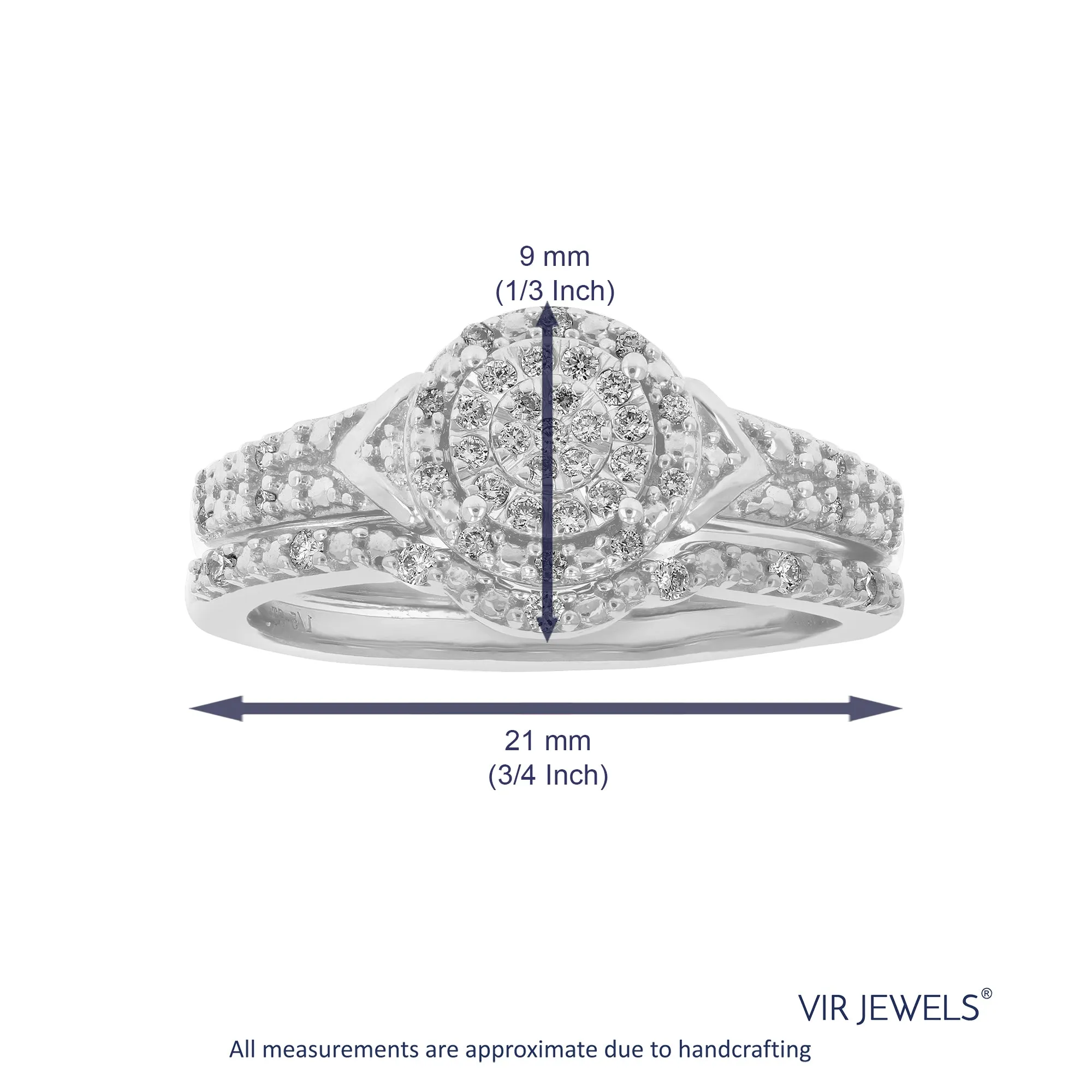1/5 cttw Lab Grown Diamond Composite Bridal Ring Set in Sterling Silver