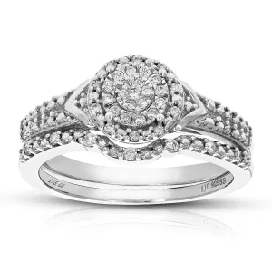 1/5 cttw Lab Grown Diamond Composite Bridal Ring Set in Sterling Silver