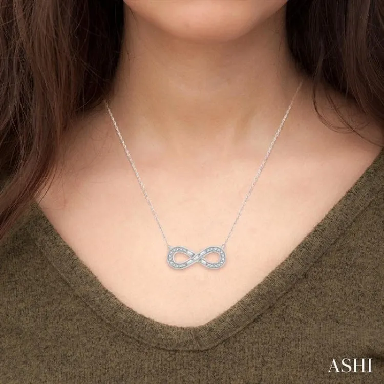 1/5 ctw Infinity Baguette and Round Cut Diamond Necklace in 10K White Gold
