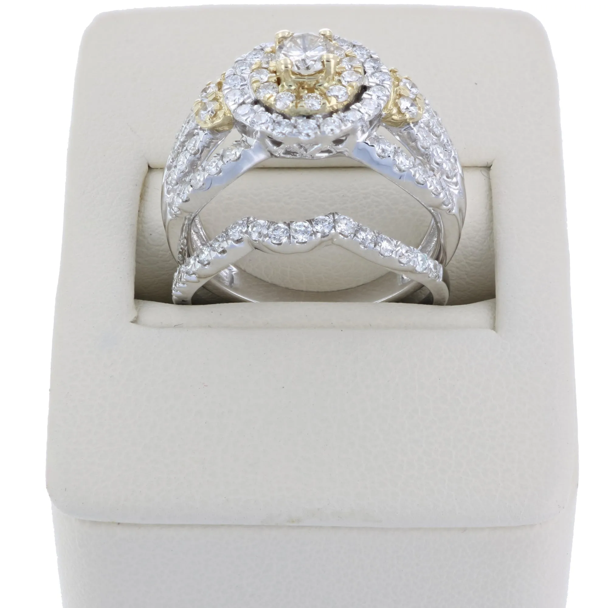 1.50 cttw Diamond Bridal Rings Set in Tow Tone Gold